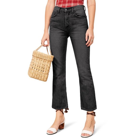 Reformation Denim - Reformation Women's Jordi Ankle Kick Flare Jeans Size 24 Black